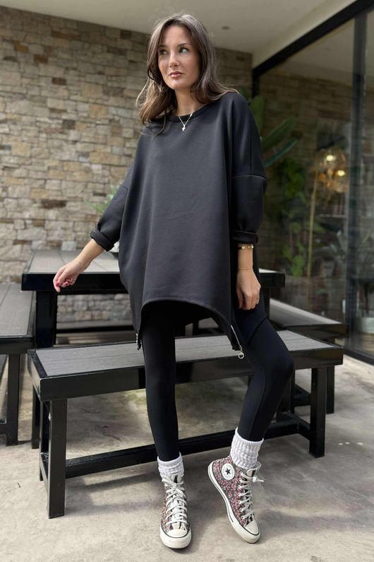 The Soft Tech Jersey Zippy Sweatshirt Black 
